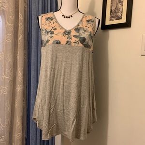 Cool Melon Gray and Pink Floral Tunic Tank Top